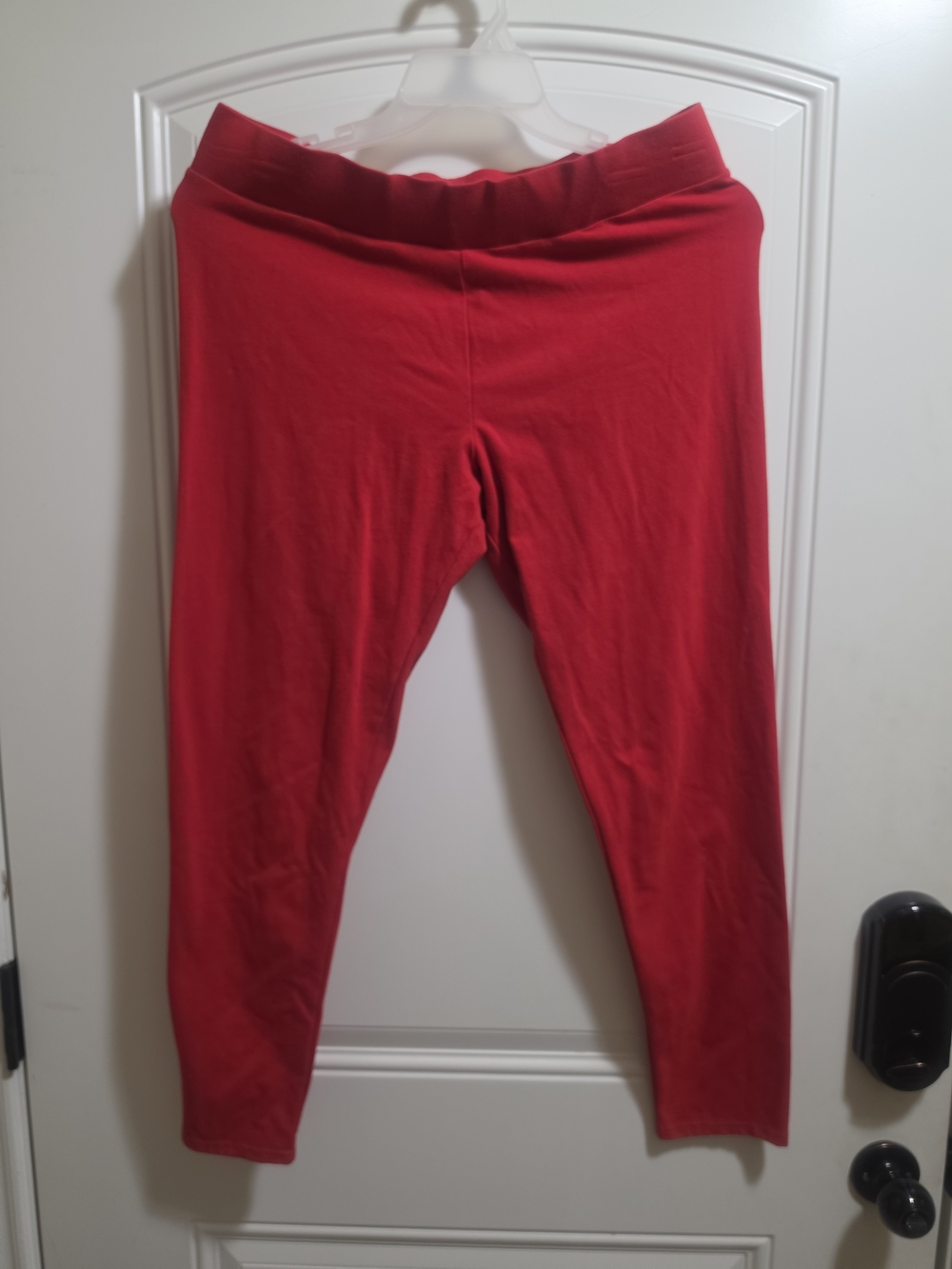 Cato Red High Waisted Knit Leggings Women's Size Large Slim Fit Elastic Waist